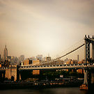 Image of The Manhattan Bridge and the New York City Skyline at Sunset
